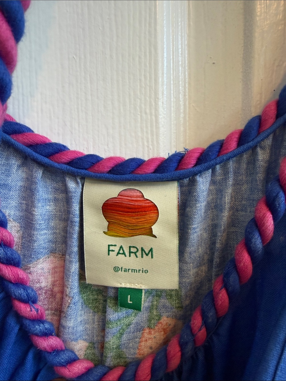 FARM Rio Blue Maxi Dress with Pink Floral Print - Picture 2 of 5
